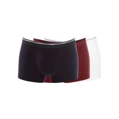 Pack of three black white and red trunks